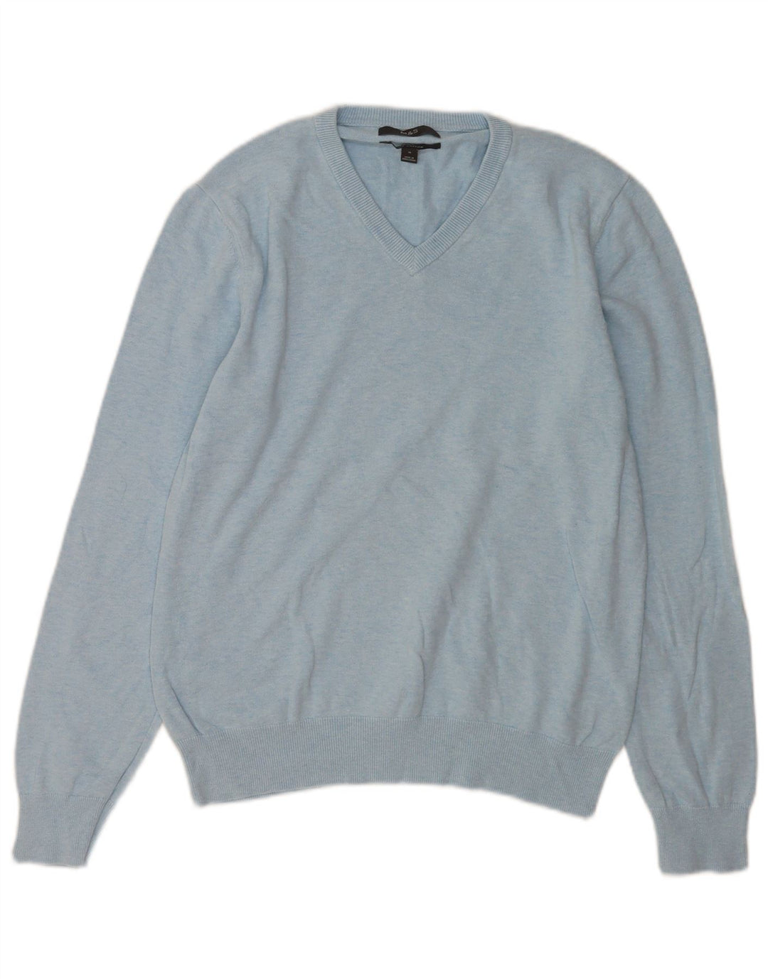 Marks & Spencer Herre V-hals sweater mellemblå bomuld