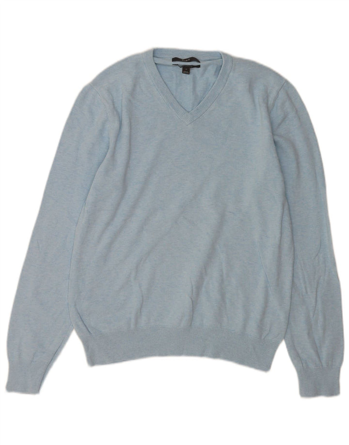 Marks & Spencer Herre V-hals sweater mellemblå bomuld