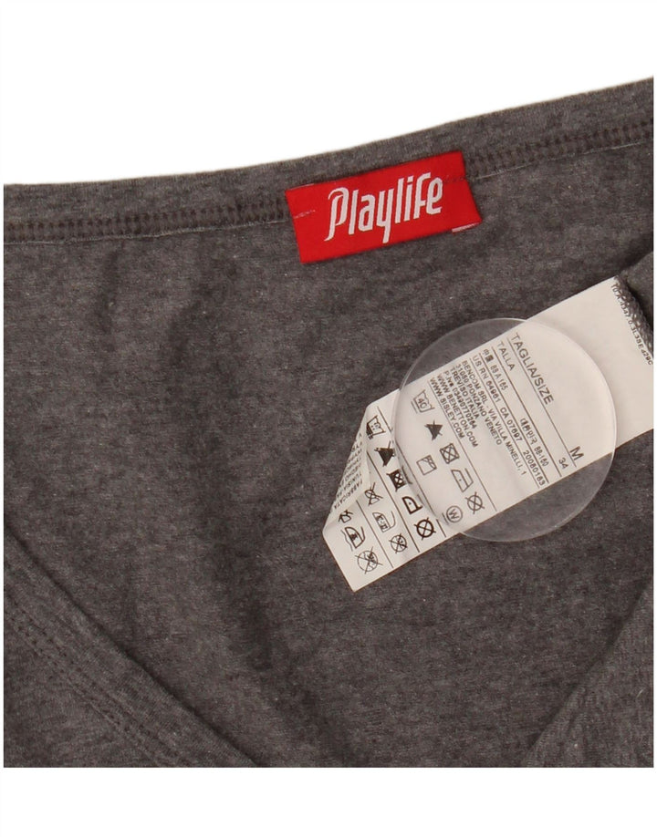 PLAYLIFE Dame Top Langærmet UK 12 Medium Grå Bomuld