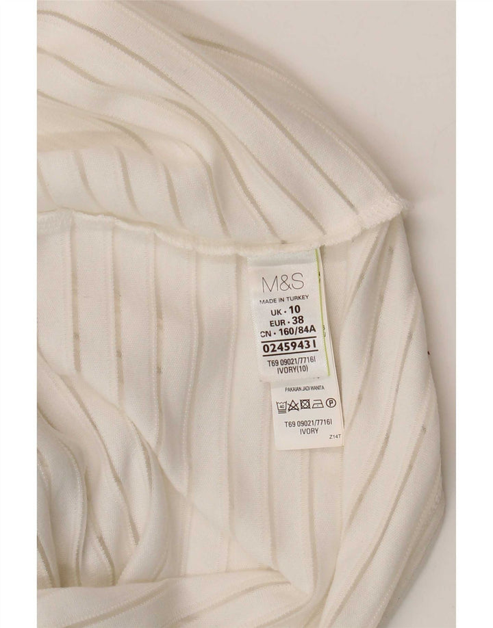 Marks & Spencer Dametop Langærmet UK 10 Small White Pinstripe