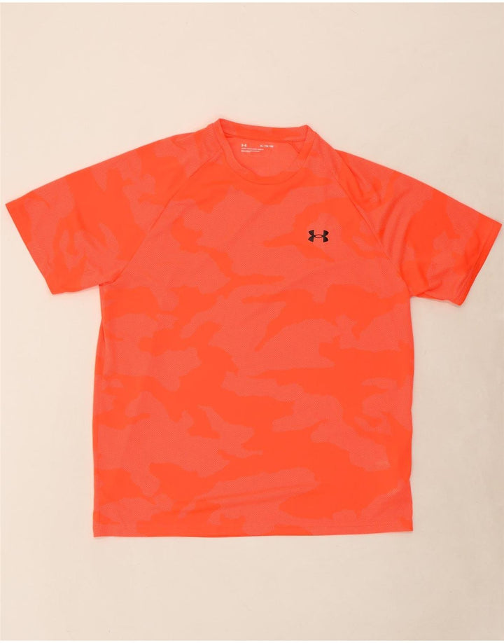 UNDER ARMOUR Mens T-Shirt Top XL Orange Camouflage Polyester Vintage Under Armour and Second-Hand Under Armour from Messina Hembry 