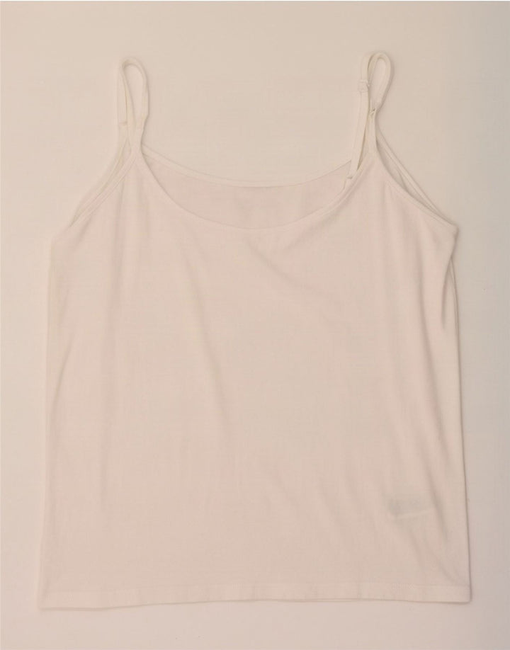 Fat Face Dame Cami Top UK 14 Stor Hvid Bomuld
