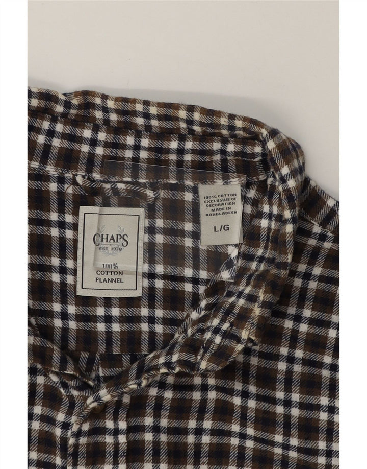 CHAPS Mens Flannel Shirt Large Brown Check Cotton Vintage Chaps and Second-Hand Chaps from Messina Hembry 