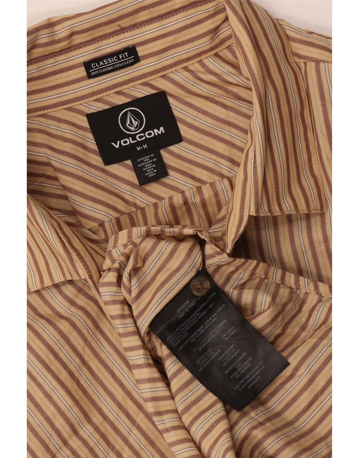 Volcom Herre kortærmet klassisk pasform skjorte mellembeige stribet polyester