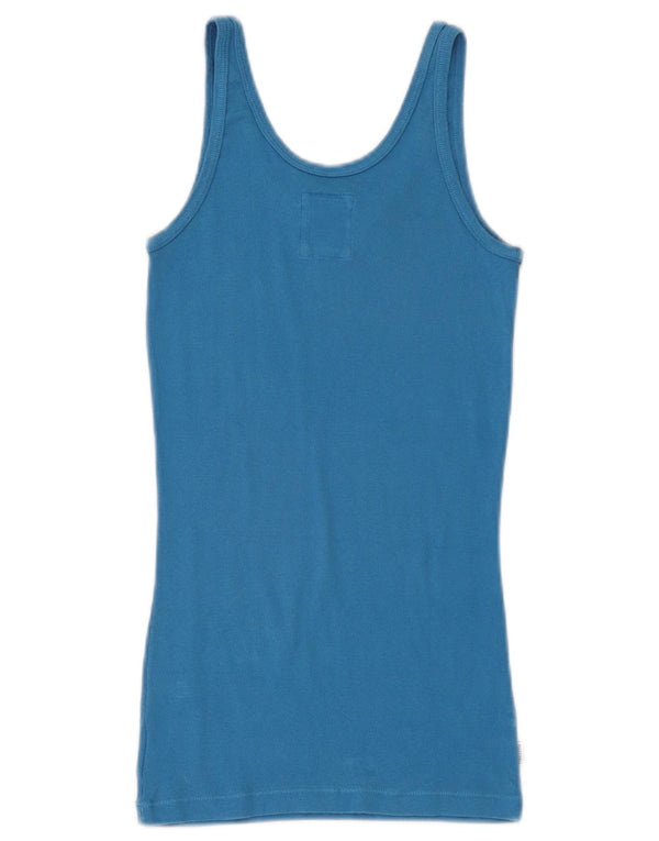 Franklin & Marshall Kvinder Grafisk Vest Top UK 12 Medium Blue Cotton