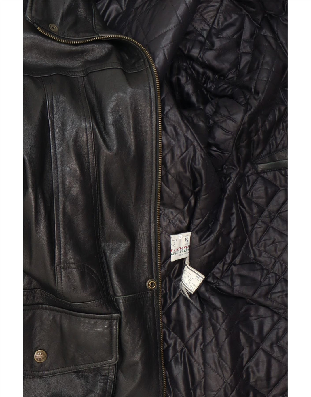 VINTAGE Mens Leather Coat IT 52 Large Black Leather Vintage Vintage and Second-Hand Vintage from Messina Hembry 