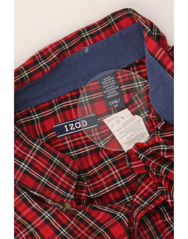 Izod Herreskjorte Stor Rød Plaid Bomuld