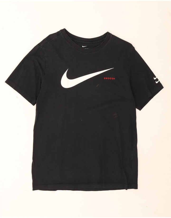 Nike Herre Swoosh Grafisk T-shirt Top Medium Sort Bomuld