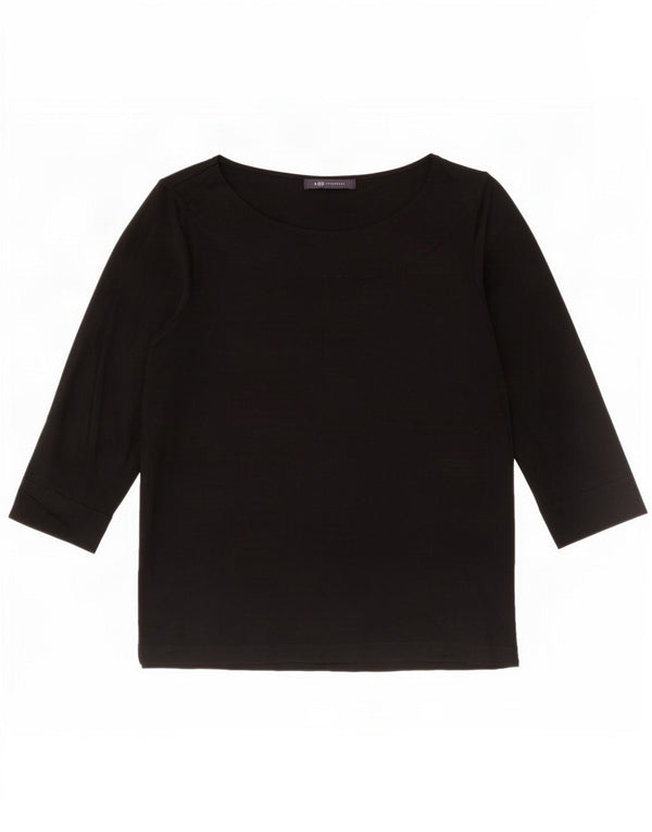 Marks & Spencer Dame Top 3/4 ærmer UK 16 Large Black Viscose