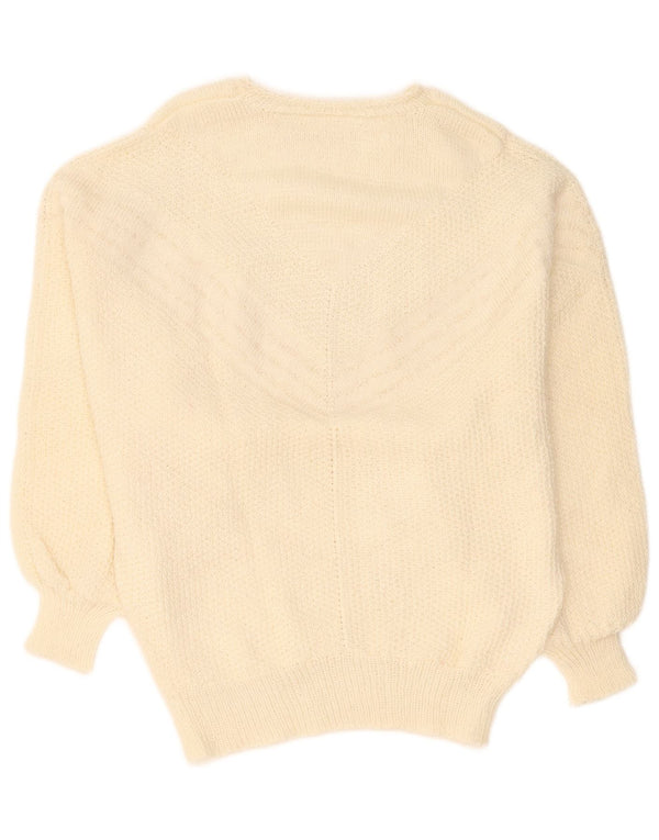 Vintage Dame Boat Neck Jumper Sweater UK 16 Large Off White