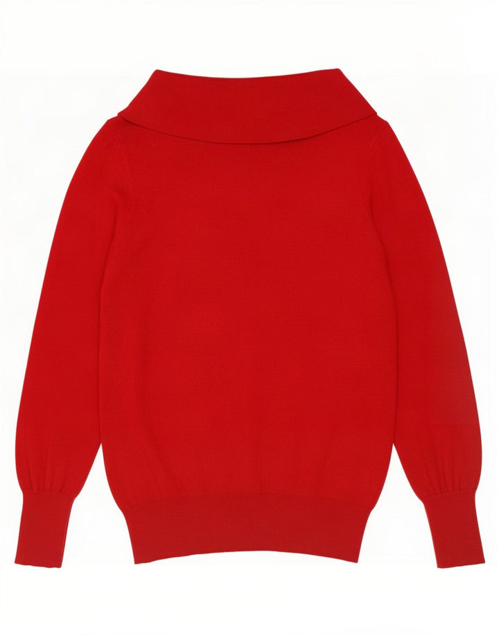 Marks & Spencer Dame Rullehals Sweater UK 14 Medium Rød Viscose