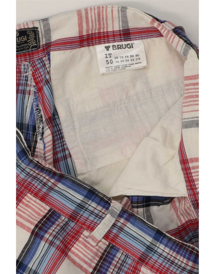 Brugi Herre Cargo Shorts Large W34 Blå Plaid Bomuld