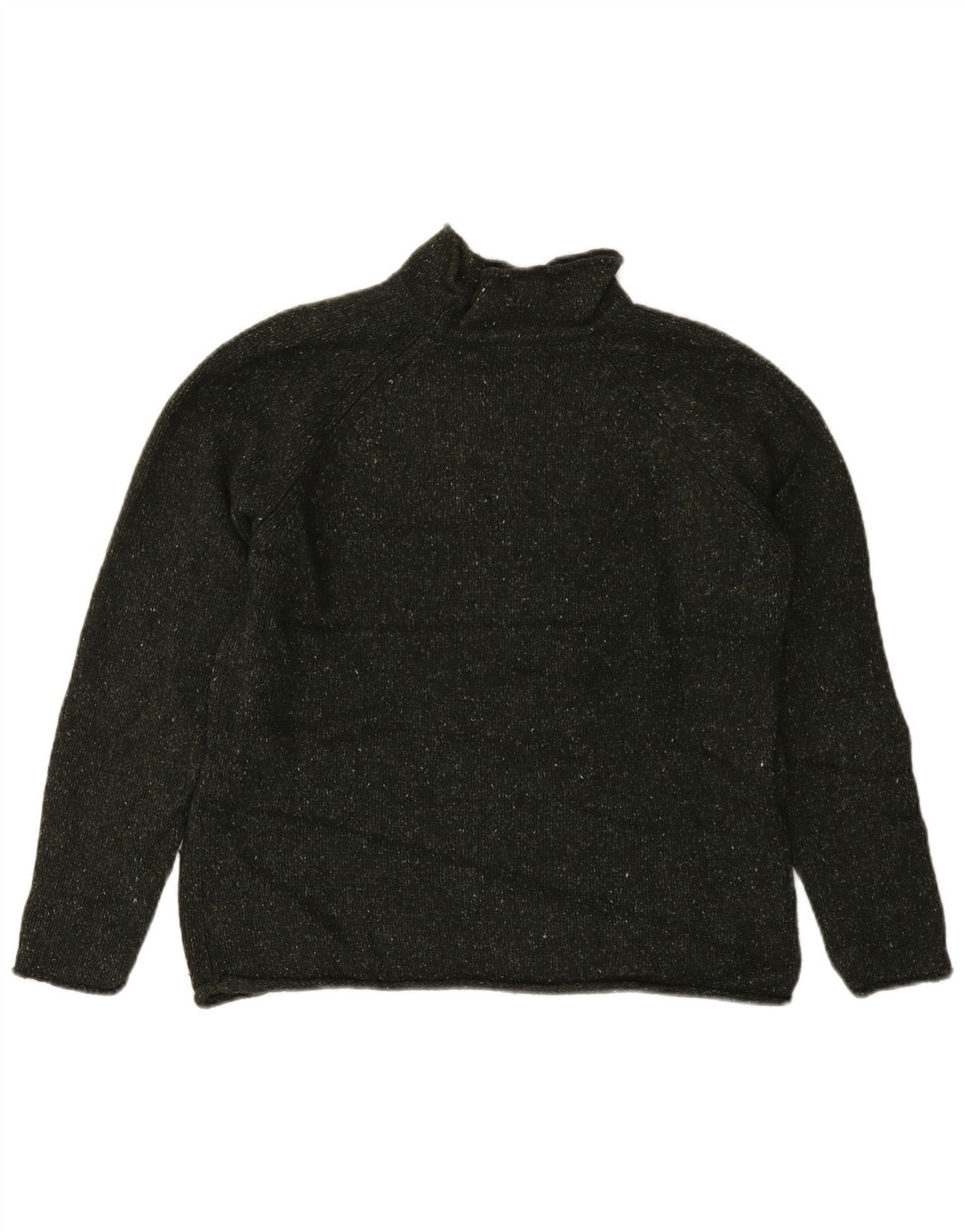 EDDIE BAUER Dame Turtle Neck Sweater UK 14 Medium Khaki Flecked