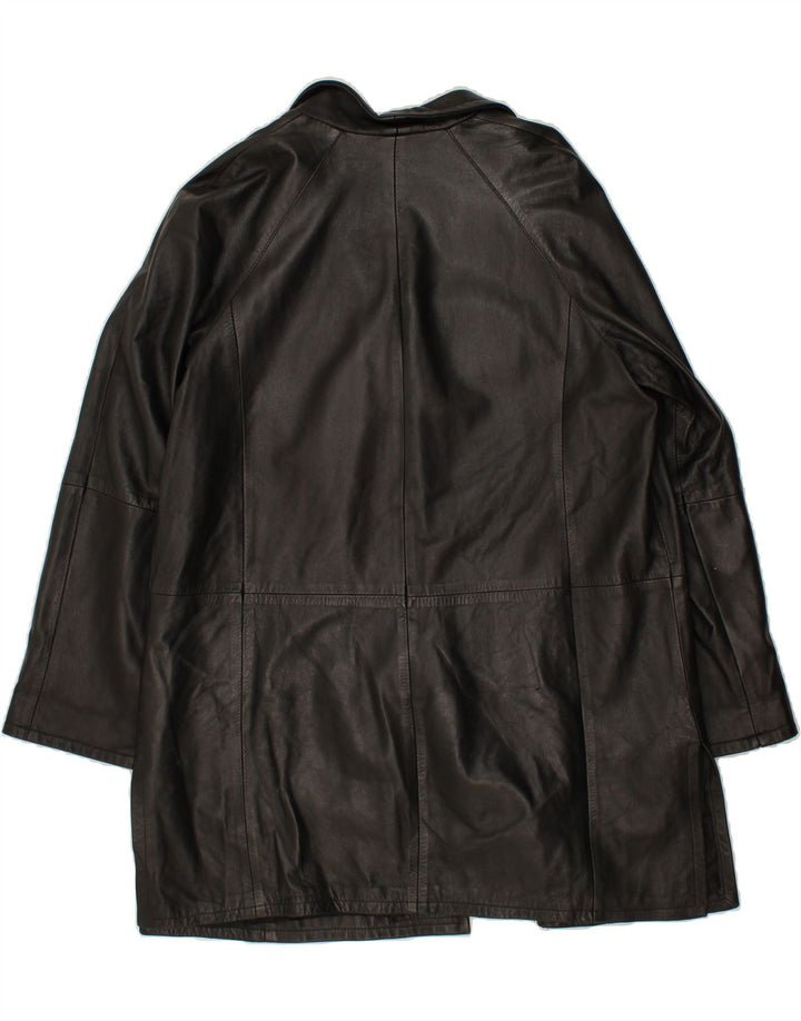 VINTAGE Womens Leather Coat UK 18 XL Black Leather Vintage Vintage and Second-Hand Vintage from Messina Hembry 