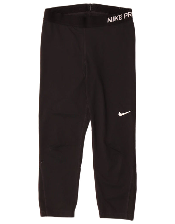 Nike Dame Dri Fit Grafiske Capri Leggings UK 12 Medium Sort Polyester