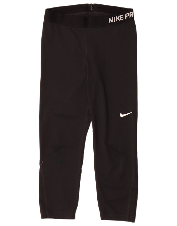 Nike Dame Dri Fit Grafiske Capri Leggings UK 12 Medium Sort Polyester