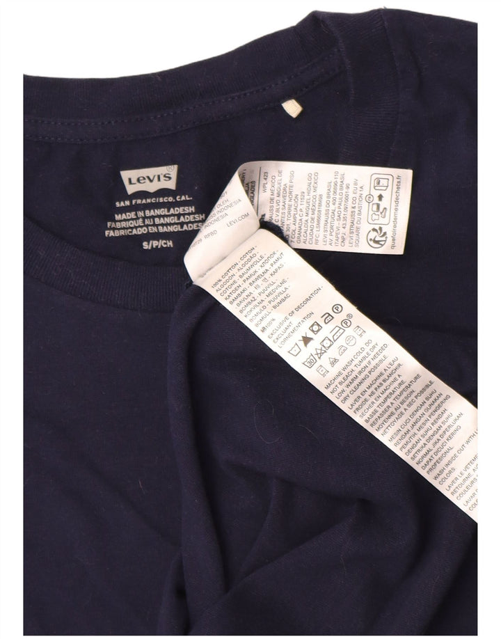 Levi's Dame T-Shirt Top UK 10 Small Navy Blue Bomuld