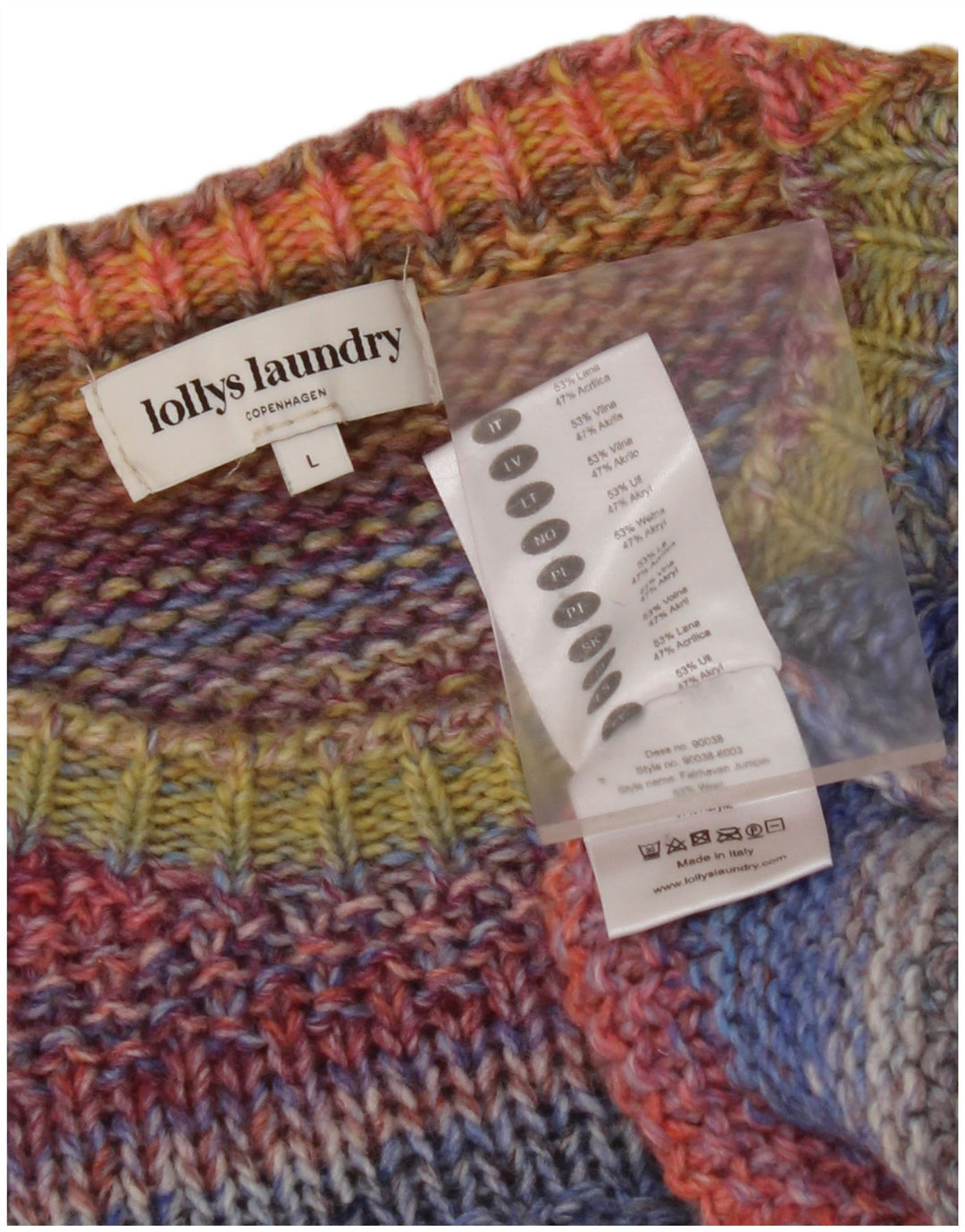 LOLLYS LAUNDRY Womens Crew Neck Jumper Sweater UK 16 Large Multicolored