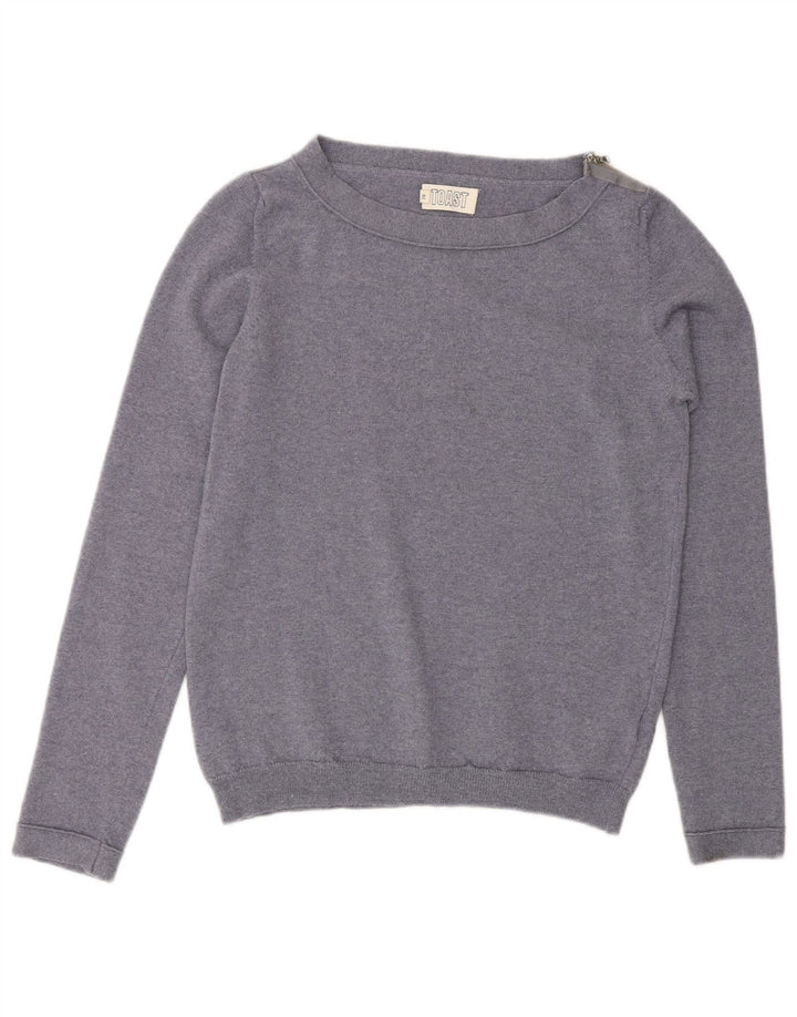 Toast Dame Boat Neck Jumper Sweater UK 10 Small Blue Wool