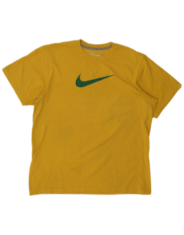 Nike Herre Dri Fit Grafisk T-Shirt Top UK 42/44 Stor Gul