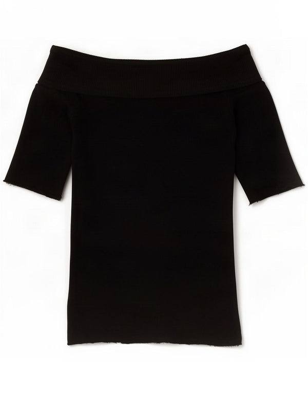 Oasis Womens Crop Off Shoulder Top UK 8 Small Black Viscose