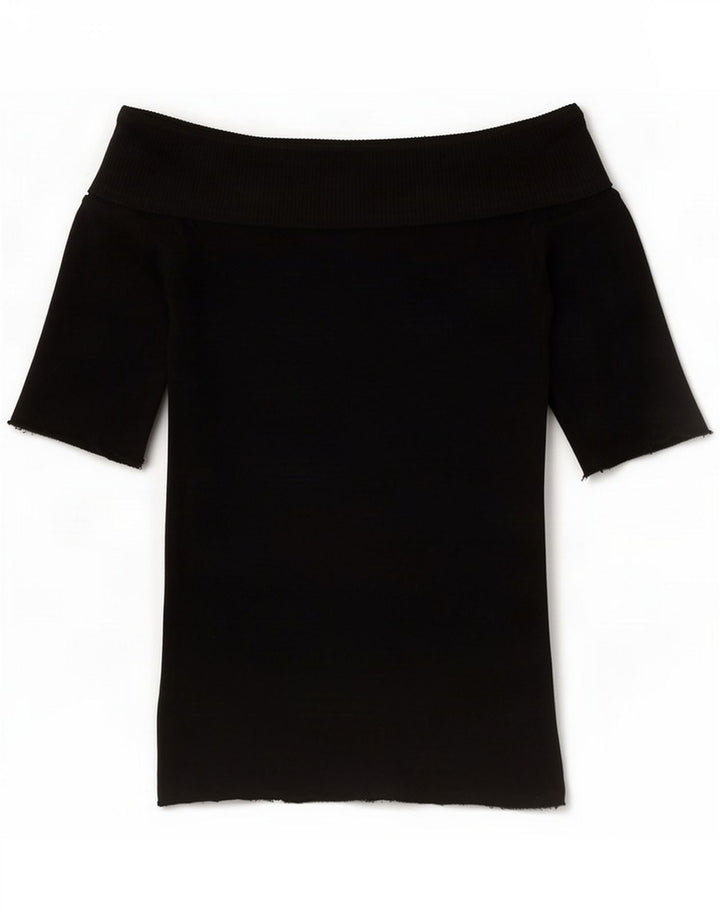 Oasis Womens Crop Off Shoulder Top UK 8 Small Black Viscose
