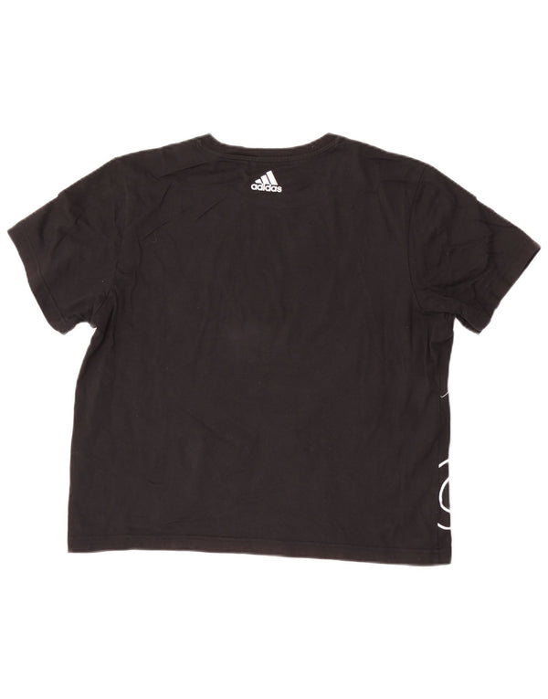 Adidas Womens Crop Graphic T-Shirt Top UK 12/14 Medium Black Cotton