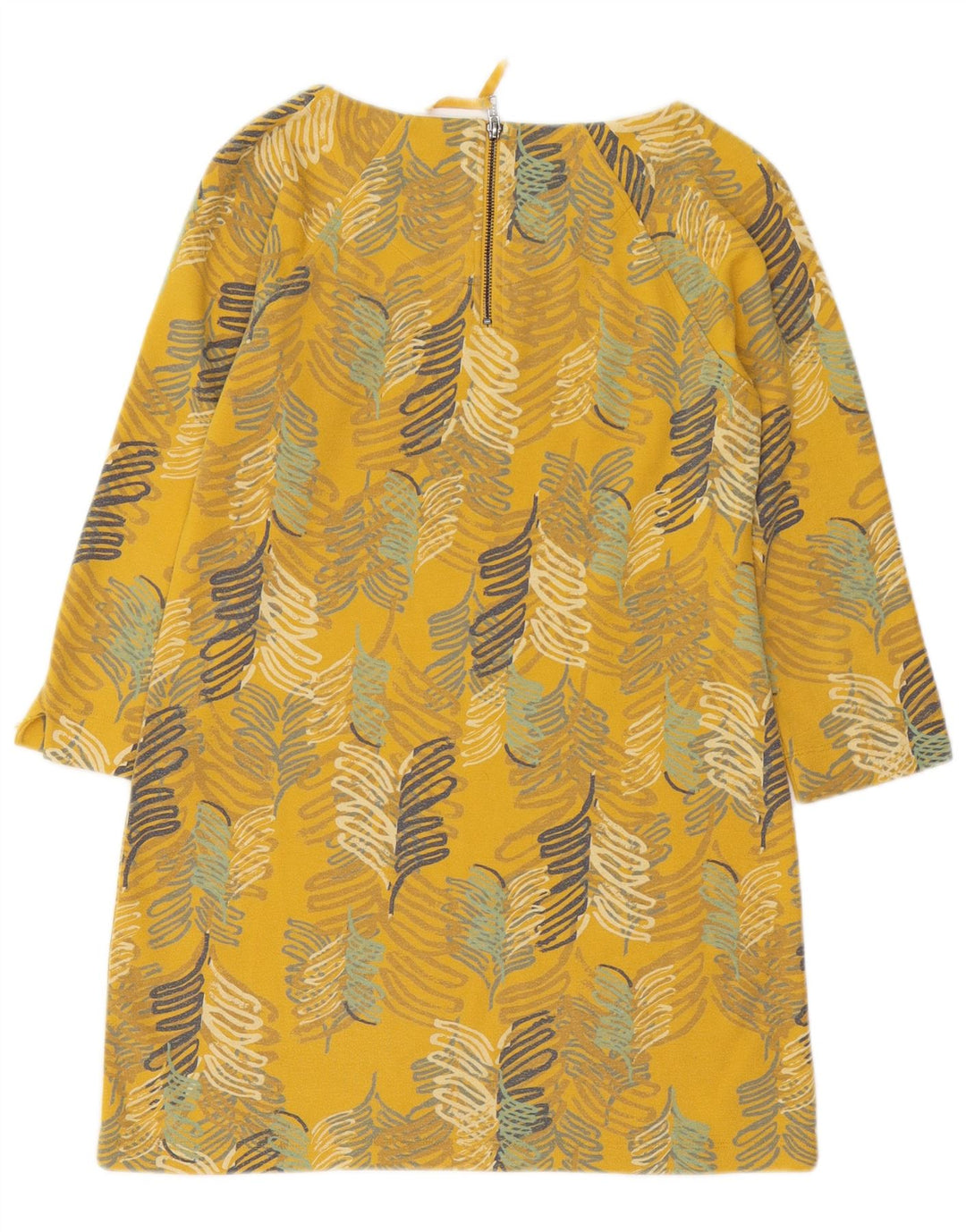 WHITE STUFF Dame 3/4 ærmet Shift Dress UK 10 Small Yellow Floral Bomuld