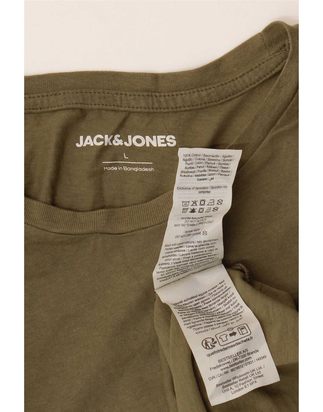 Jack & Jones Herre T-Shirt Top Stor Khaki Bomuld