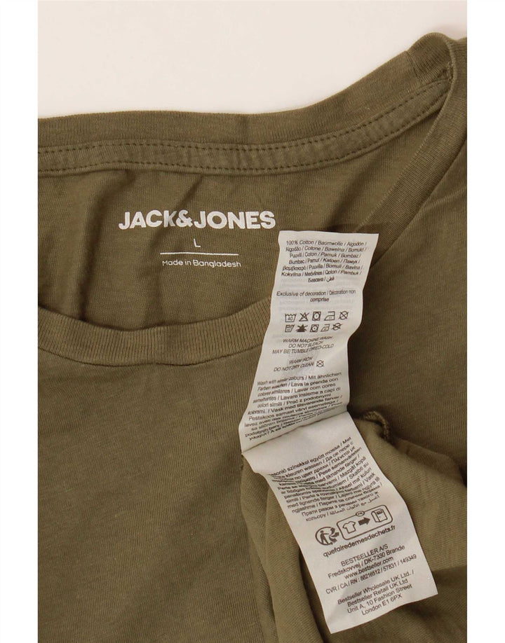 Jack & Jones Herre T-Shirt Top Stor Khaki Bomuld