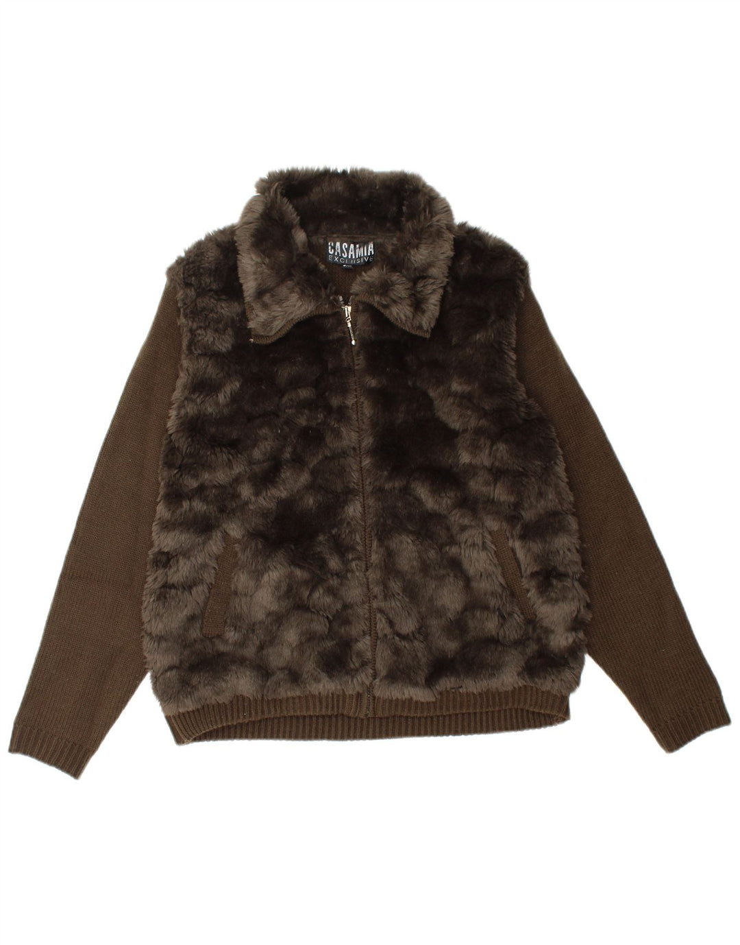 CASAMIA Dame Cardigan Sweater UK 10 Lille brun akryl