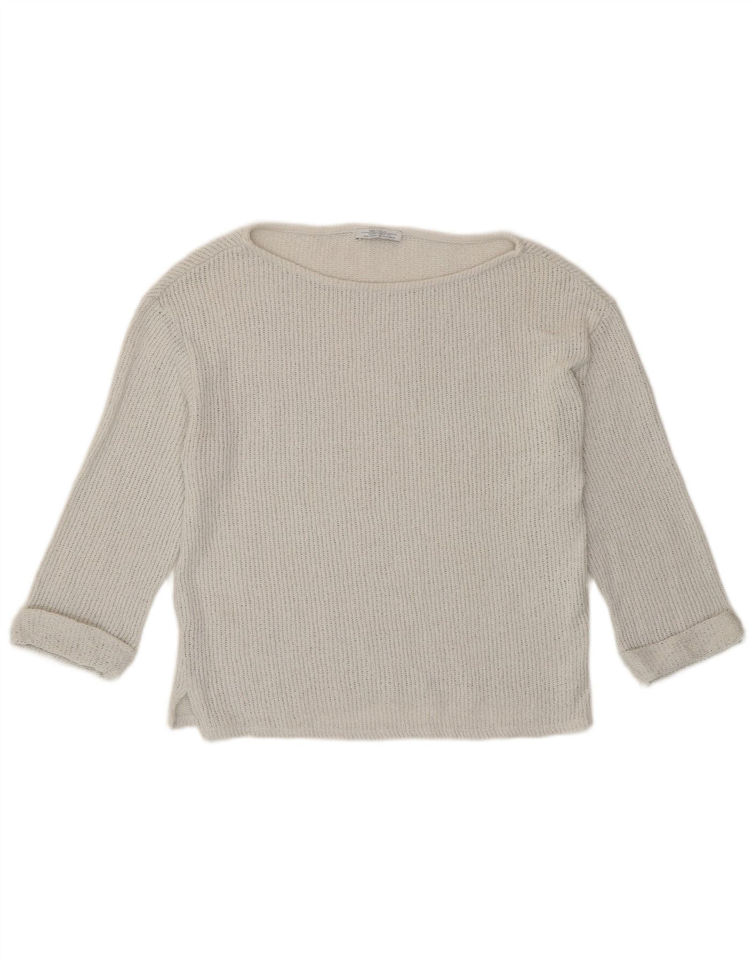 Zara Dame Top 3/4 ærmer UK 12 Medium White Bomuld