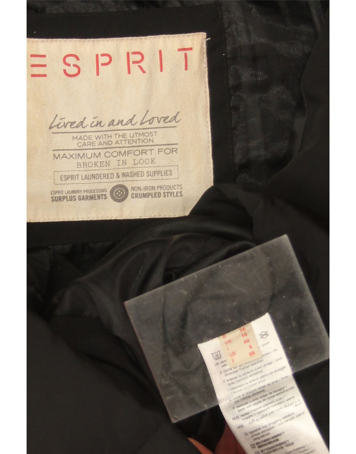 Esprit Dame Hætte Oversized Polstret Jakke UK 10 Small Black Polyester
