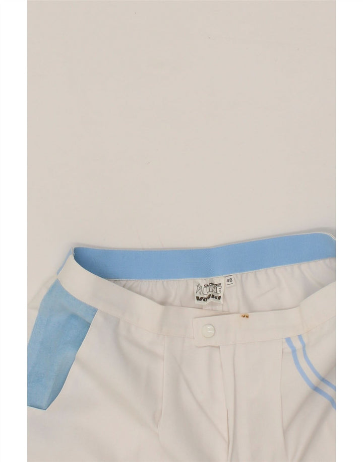 VOLKL Mens Chino Shorts IT 48 Medium W30 White Colourblock Polyester Vintage Volkl and Second-Hand Volkl from Messina Hembry 