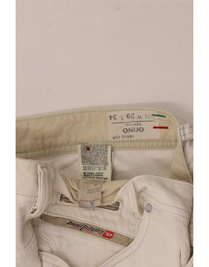 Diesel Herre Onijo Straight Jeans W29 L34 Hvid Bomuld