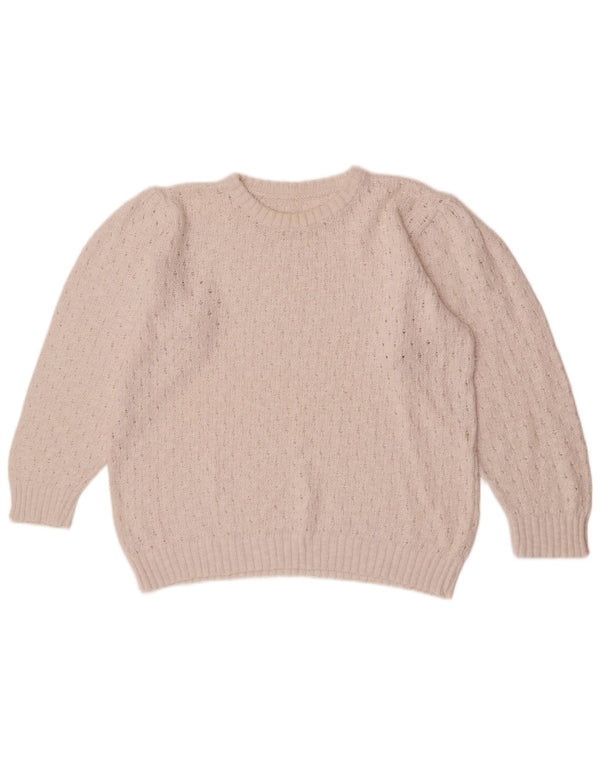 Vintage piger sweater med rund hals 14-15 år Hvid bomuld