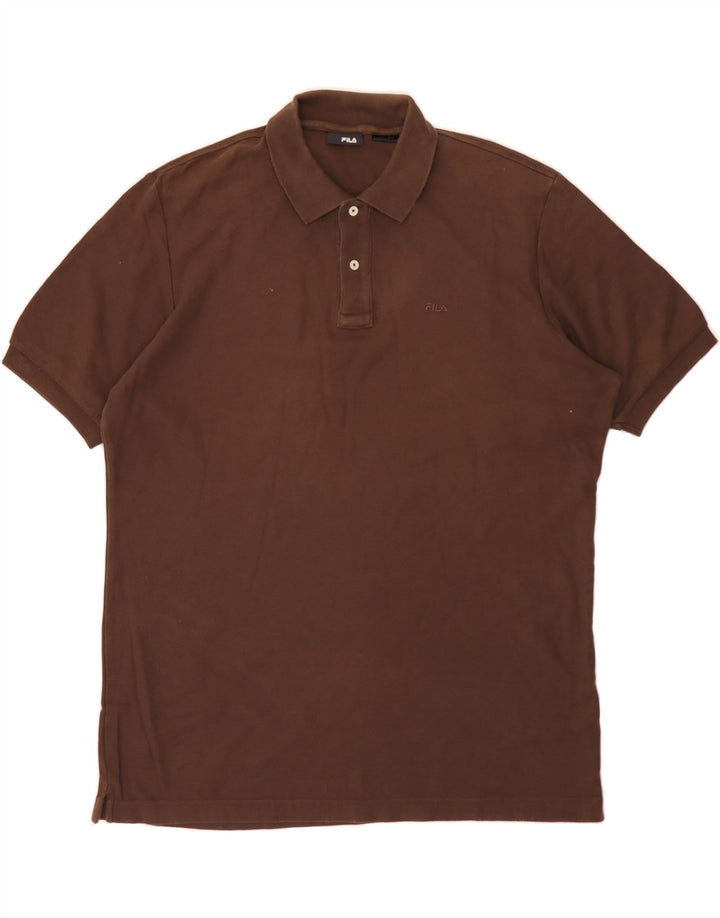 FILA Mens Loose Fit Polo Shirt Medium Brown Cotton Vintage Fila and Second-Hand Fila from Messina Hembry 