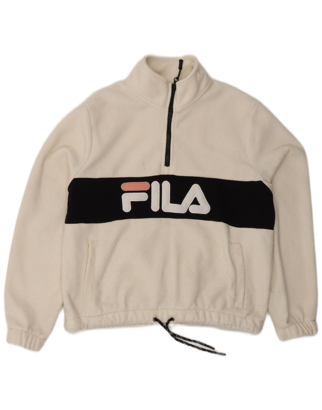FILA Oversized grafisk fleecetrøje til kvinder UK 10 Small White Colourblock