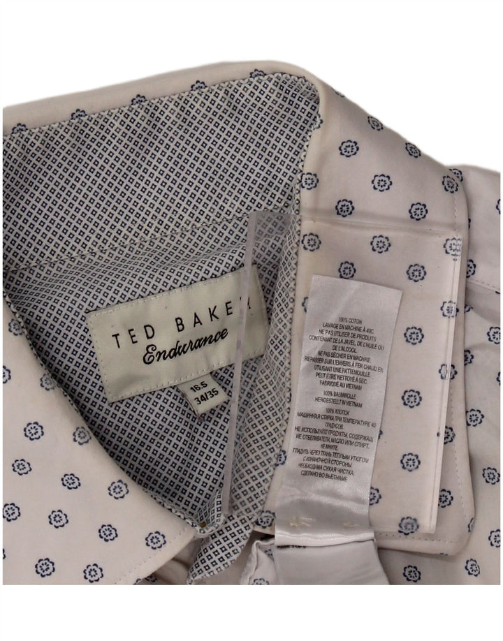 TED BAKER Mens Shirt Size 16 1/2 Large White Floral Cotton