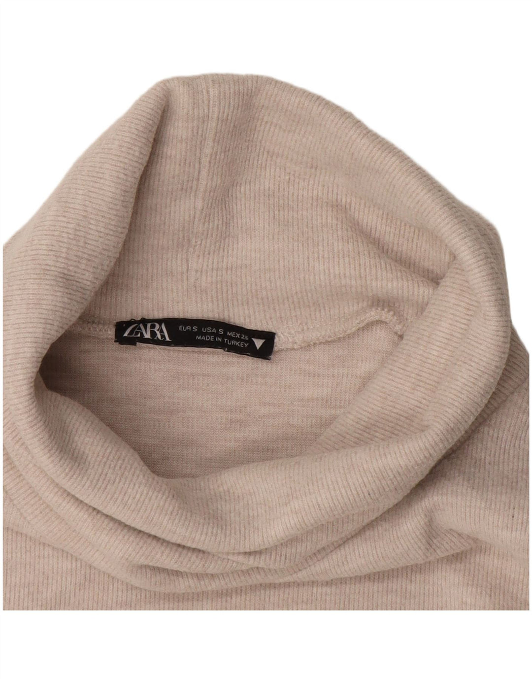 Zara Dame Ærmeløs Roll Neck Bluse Top UK 10 Small White