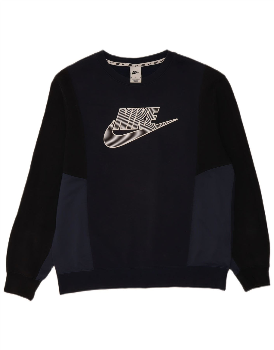 Nike Herre grafisk sweatshirt Jumper Medium Navy Blue Colourblock