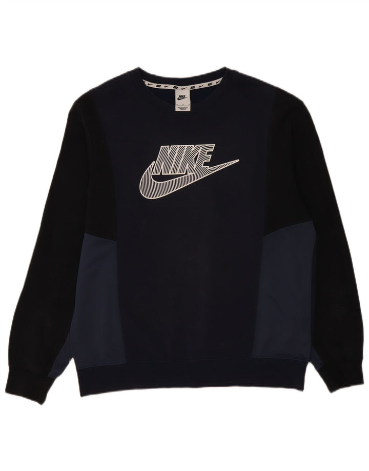 Nike Herre grafisk sweatshirt Jumper Medium Navy Blue Colourblock
