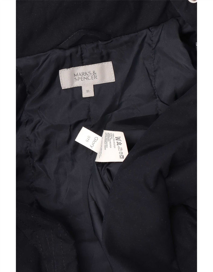 Marks & Spencer Dame hætte vindjakke UK 16 Large Navy Blue