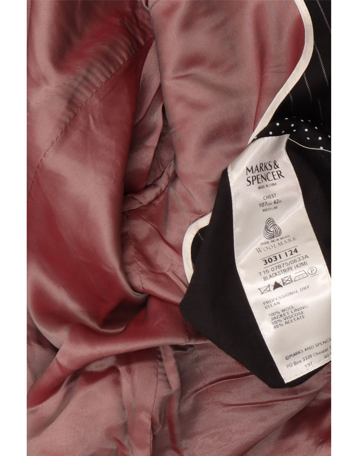 Marks & Spencer Herre 1-knap blazerjakke UK 38 Medium Black Pinstripe