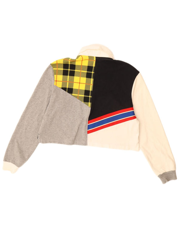 NIKE Womens Oversized Crop Rugby Polo Shirt UK 10 Small Multicolored