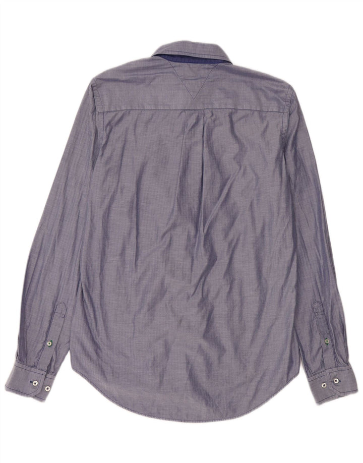 Tommy Hilfiger Herre Custom Fit skjorte lille blå bomuld