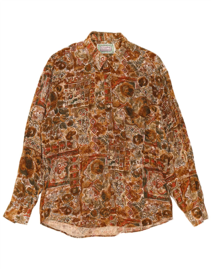 Vintage herreskjorte stor brun viskose