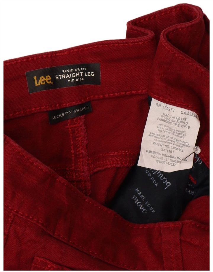 LEE Dame Mid Rise Regular Fit Straight Jeans US 6 Medium W30 L28 Rød