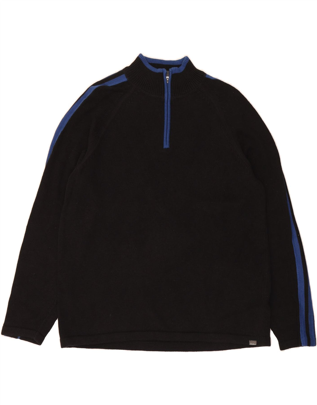 EDDIE BAUER Mens Zip Neck Jumper Sweater XL Black Cotton Vintage Eddie Bauer and Second-Hand Eddie Bauer from Messina Hembry 