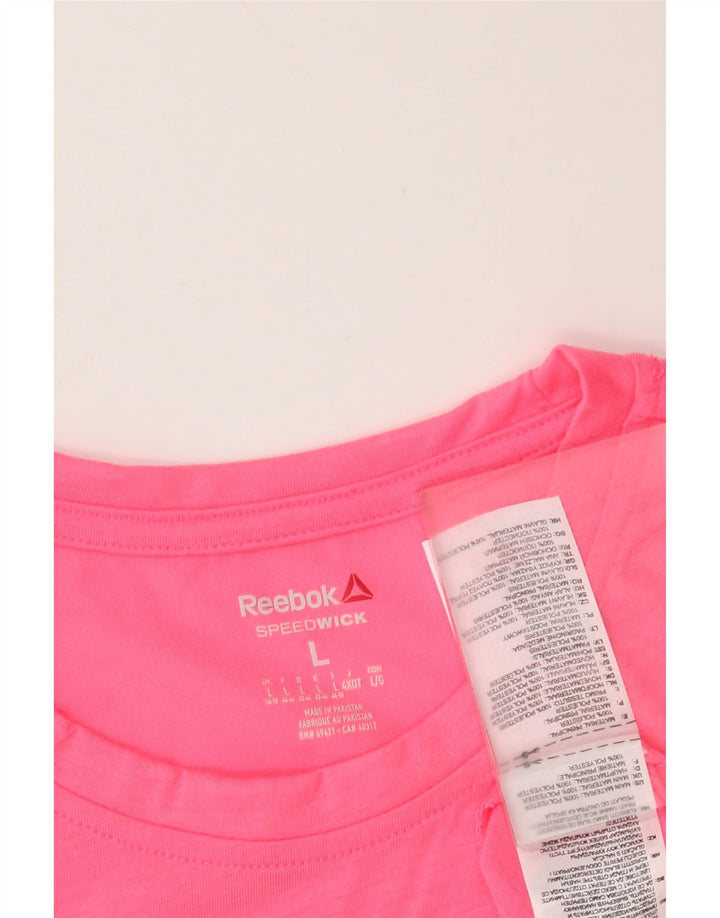 REEBOK Grafisk T-shirt top til kvinder UK 16/18 Stor Pink Polyester